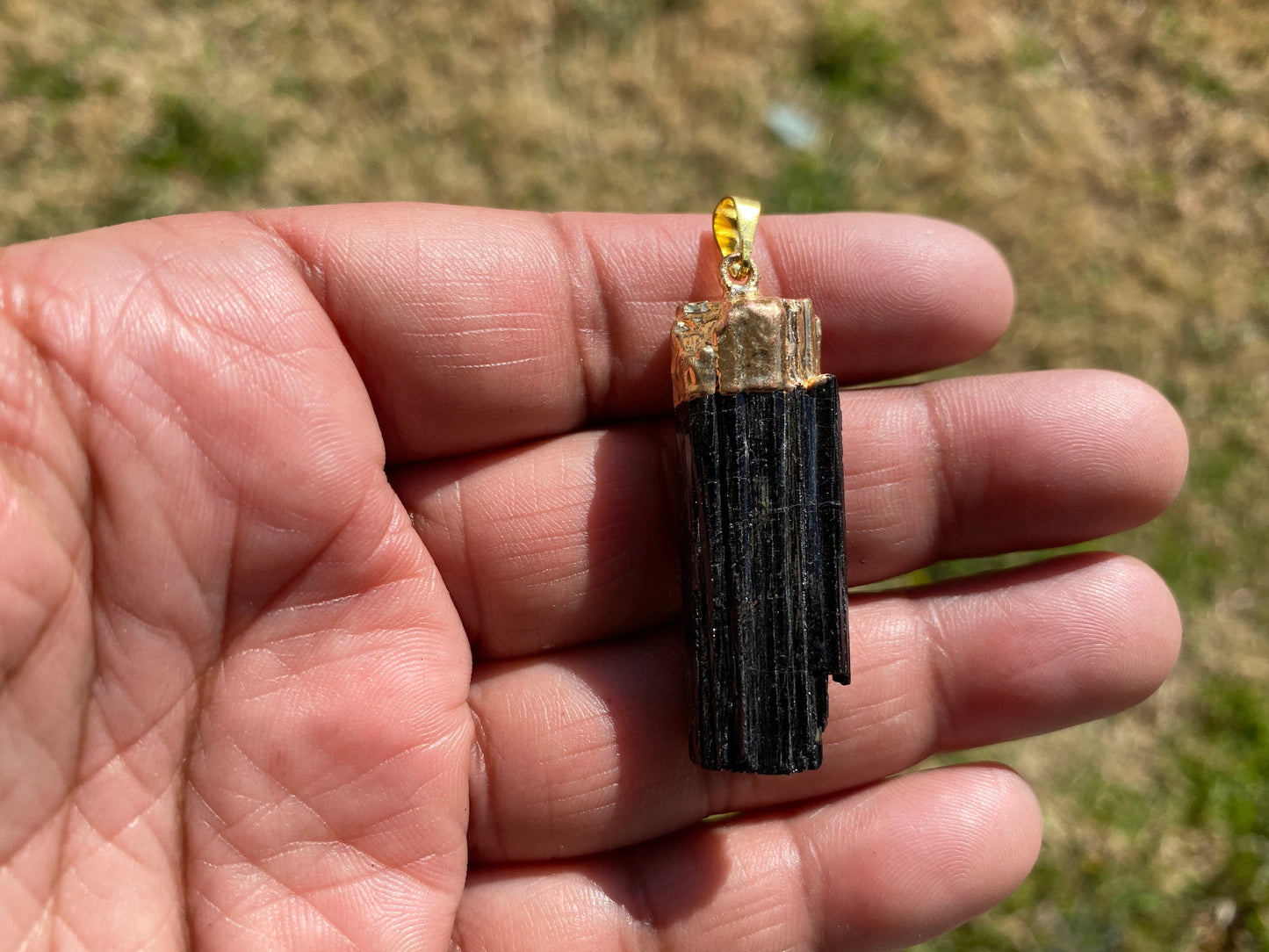 Raw Natural Black Tourmaline with Gold or Silver Electroplated Pendant, Pendant for Men or Women, Natural Stone, Pendant for Chain Necklace