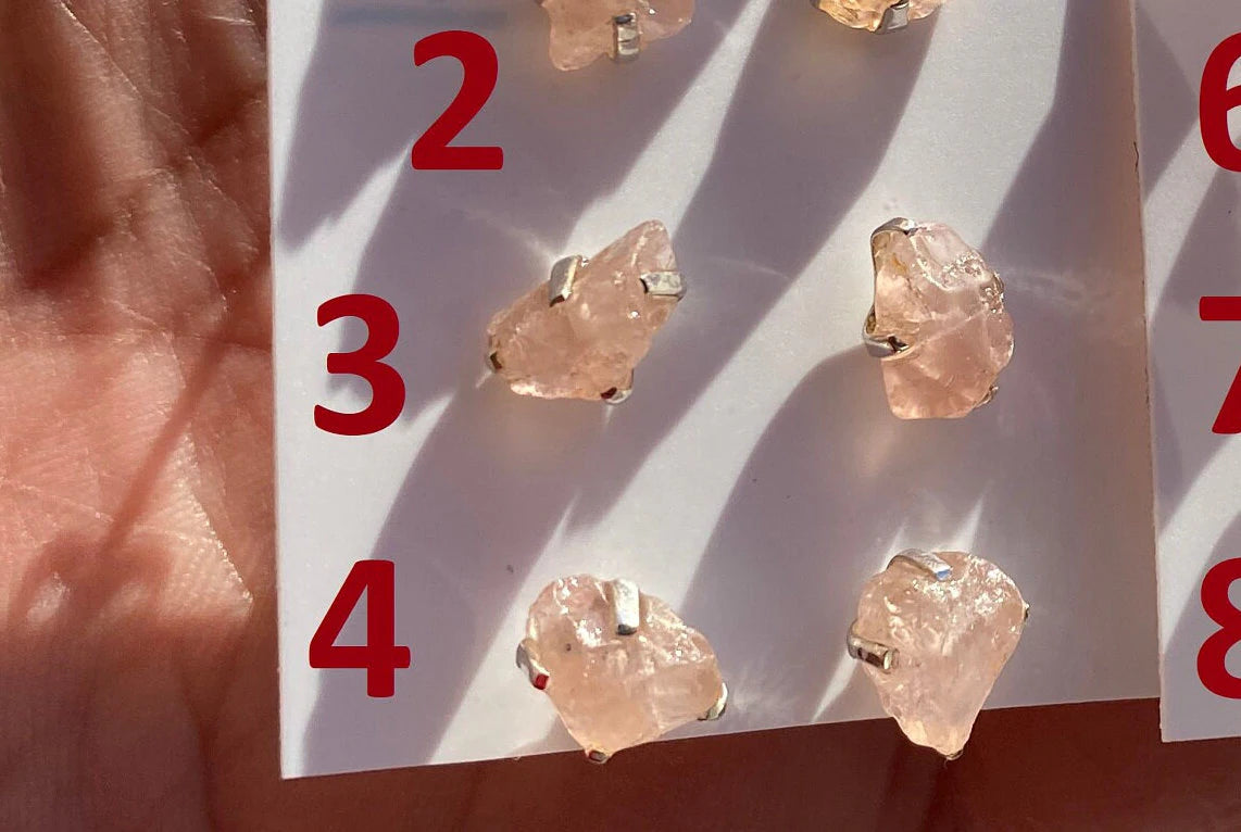 Raw Natural Morganite Gemstone Stud Earrings, Sterling Silver, Rough Morganite Stud Earrings, Morganite Jewelry, Prong Earring, Post Earring