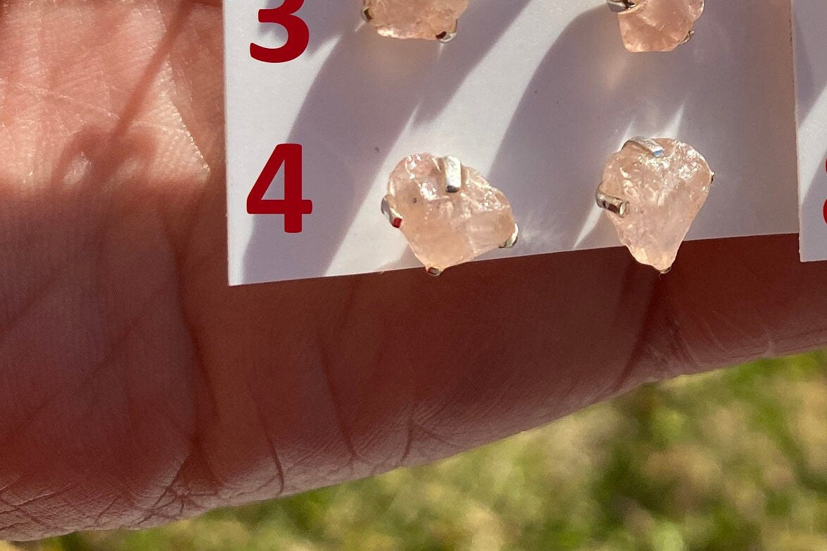 Raw Natural Morganite Gemstone Stud Earrings, Sterling Silver, Rough Morganite Stud Earrings, Morganite Jewelry, Prong Earring, Post Earring