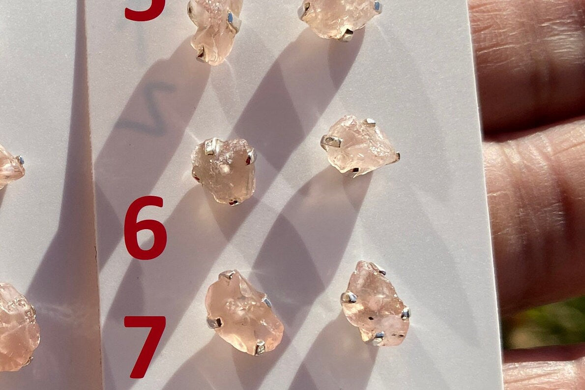 Raw Natural Morganite Gemstone Stud Earrings, Sterling Silver, Rough Morganite Stud Earrings, Morganite Jewelry, Prong Earring, Post Earring