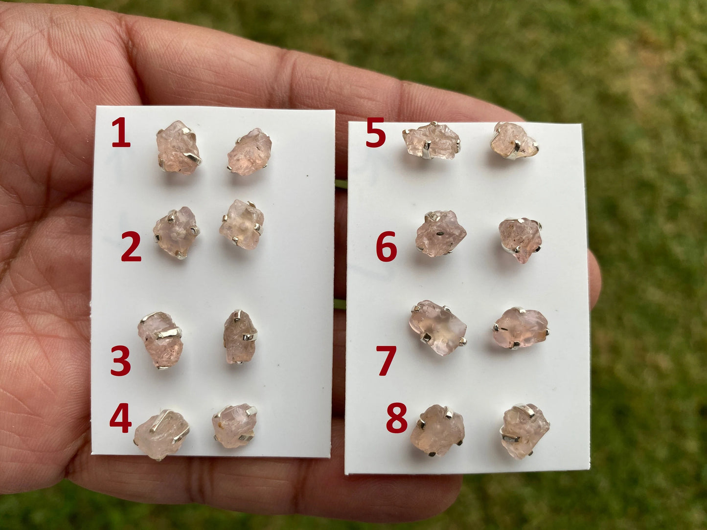 Raw Natural Morganite Stud Earrings, Sterling Silver, Rough Morganite Stud Earrings, Morganite Jewelry, Prong Earring, Gemstone Post Earring