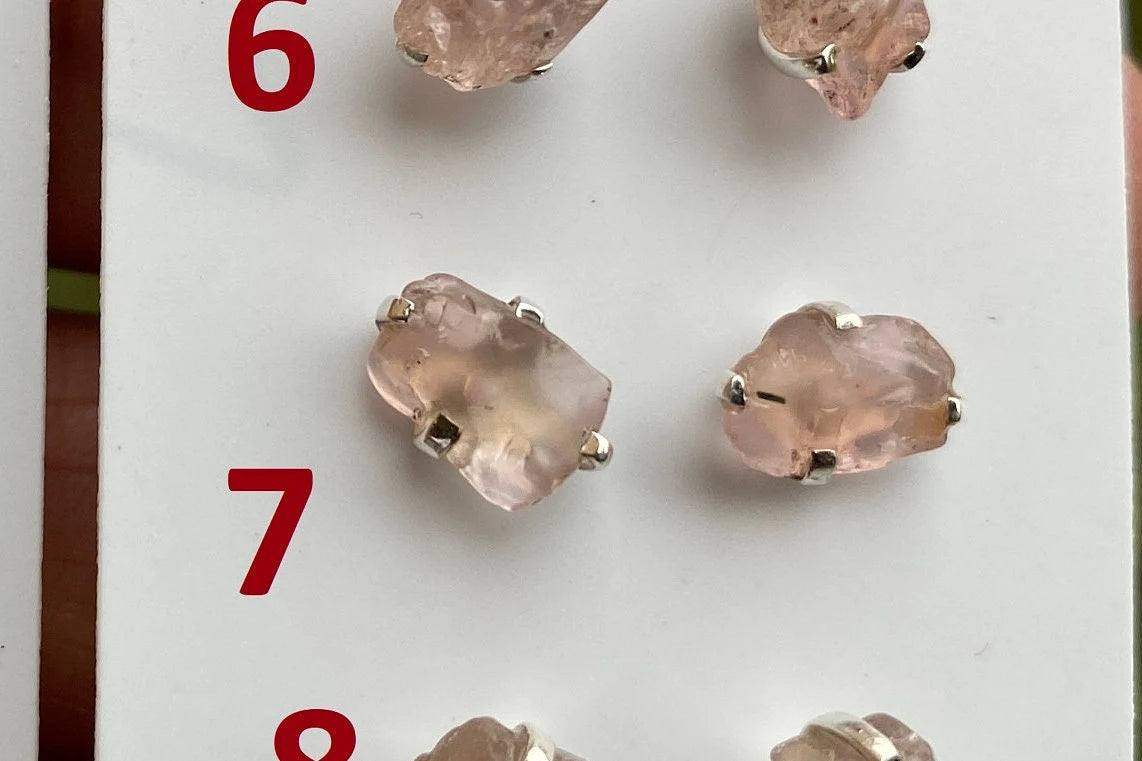 Raw Natural Morganite Stud Earrings, Sterling Silver, Rough Morganite Stud Earrings, Morganite Jewelry, Prong Earring, Gemstone Post Earring