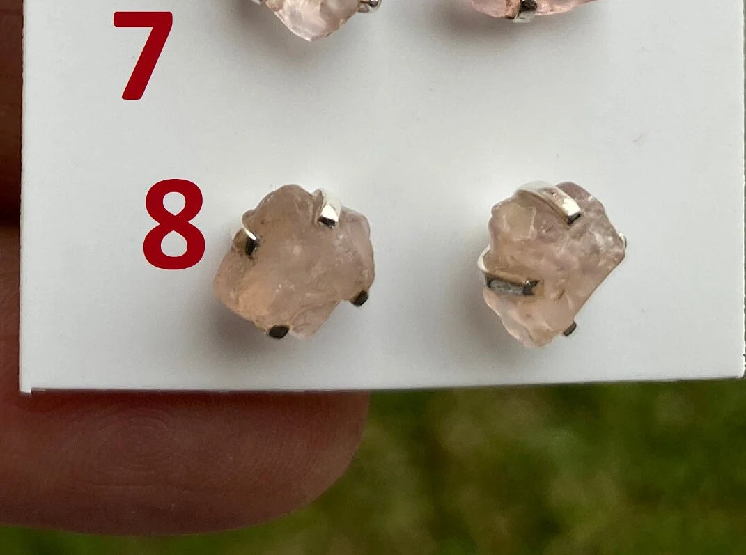 Raw Natural Morganite Stud Earrings, Sterling Silver, Rough Morganite Stud Earrings, Morganite Jewelry, Prong Earring, Gemstone Post Earring