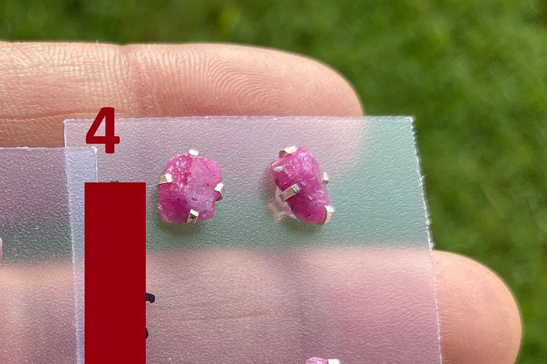 Raw Ruby Gemstone Studs Earring, Sterling Silver Earrings, July Birthstone, Rough Ruby Healing Crystal Earring, Raw Ruby Earrings For Women