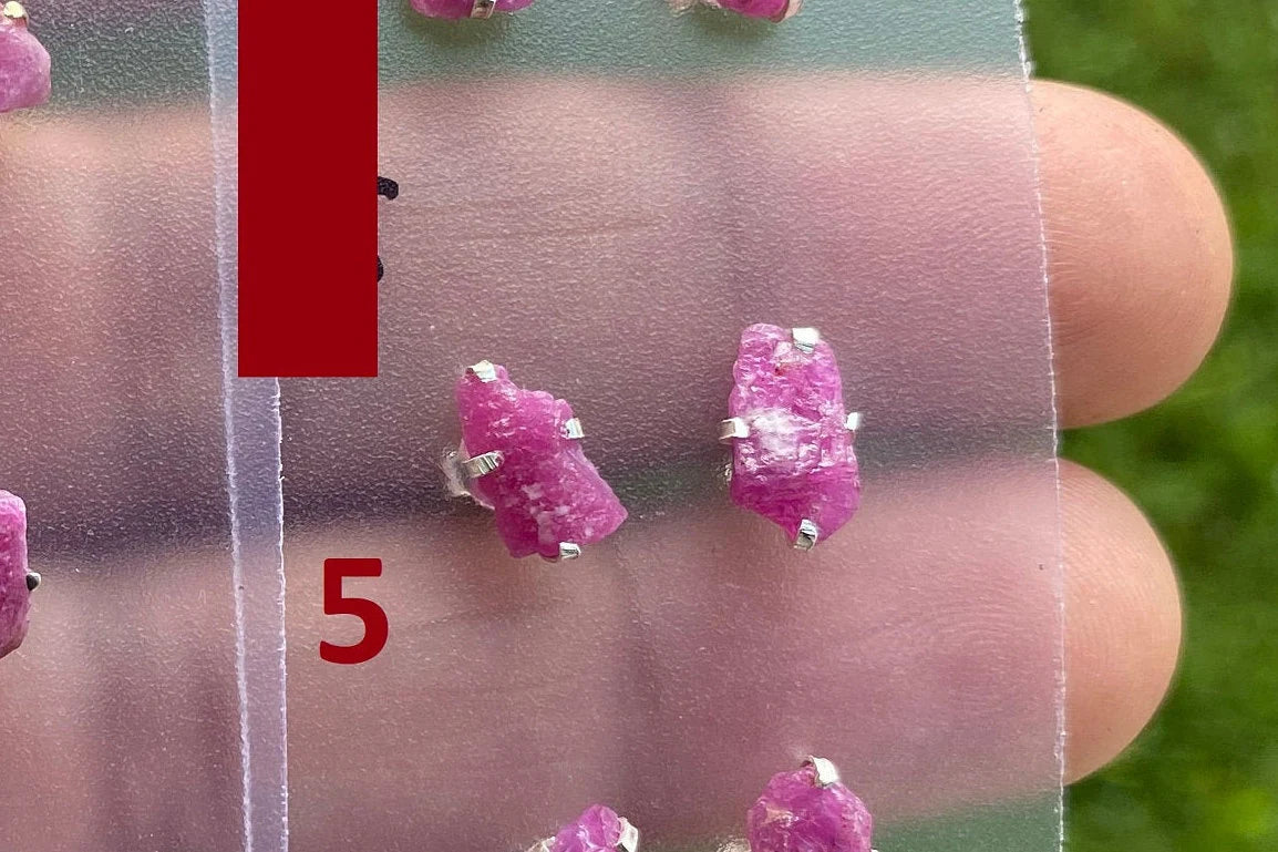 Raw Ruby Gemstone Studs Earring, Sterling Silver Earrings, July Birthstone, Rough Ruby Healing Crystal Earring, Raw Ruby Earrings For Women