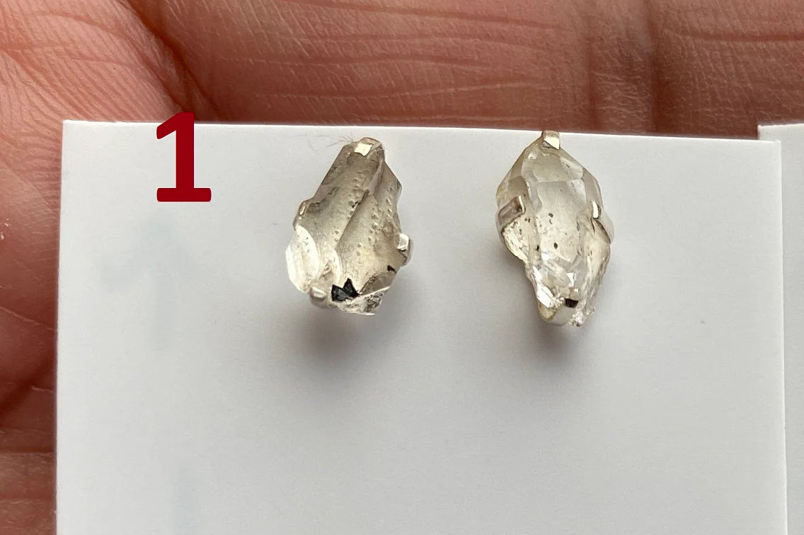 Raw Small Herkimer Diamond Stud Earrings, Sterling Silver, Healing Crystal Earring, Natural Gemstone Jewelry, Anniversary Gift, Bridesmaid