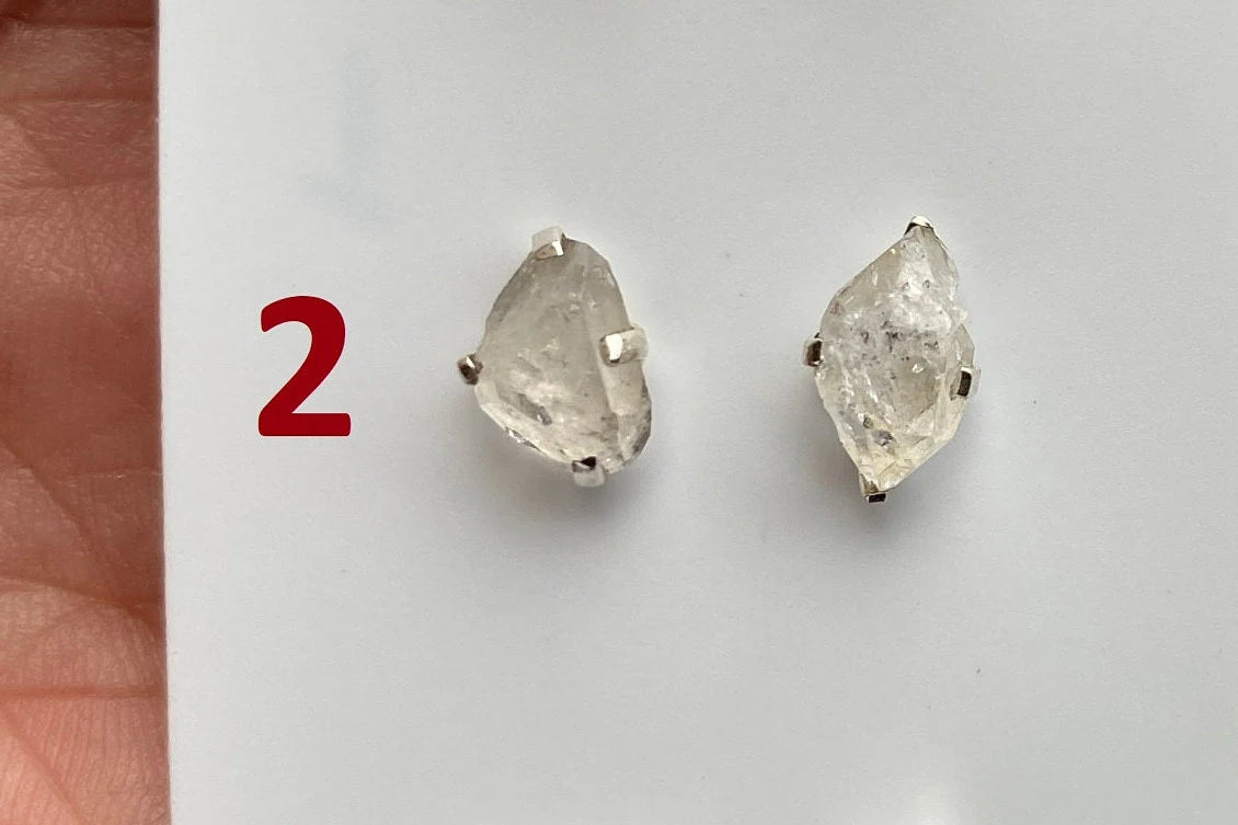 Raw Small Herkimer Diamond Stud Earrings, Sterling Silver, Healing Crystal Earring, Natural Gemstone Jewelry, Anniversary Gift, Bridesmaid