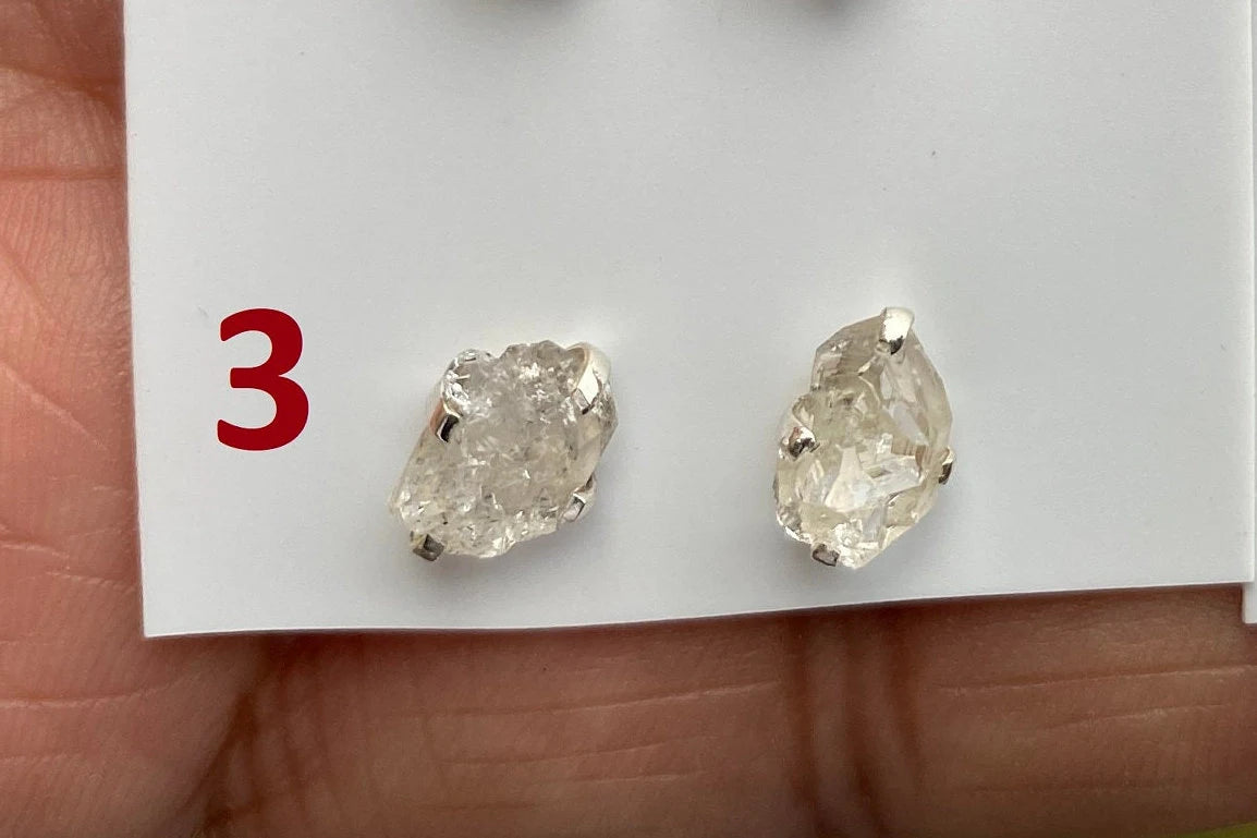Raw Small Herkimer Diamond Stud Earrings, Sterling Silver, Healing Crystal Earring, Natural Gemstone Jewelry, Anniversary Gift, Bridesmaid
