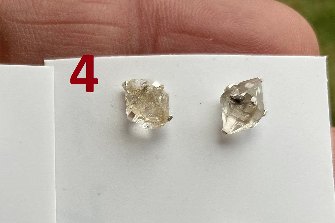 Raw Small Herkimer Diamond Stud Earrings, Sterling Silver, Healing Crystal Earring, Natural Gemstone Jewelry, Anniversary Gift, Bridesmaid