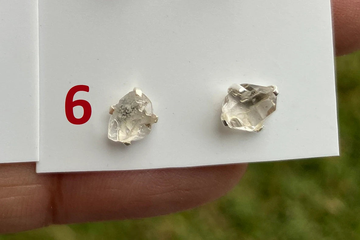 Raw Small Herkimer Diamond Stud Earrings, Sterling Silver, Healing Crystal Earring, Natural Gemstone Jewelry, Anniversary Gift, Bridesmaid