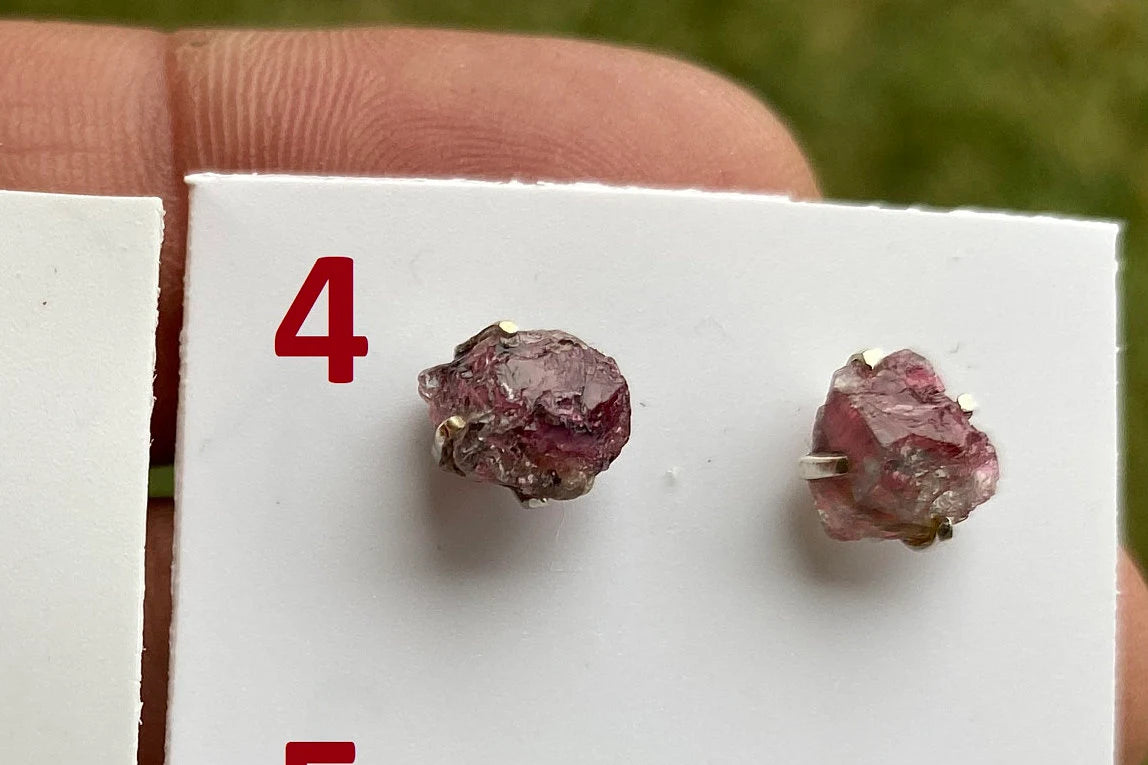 Raw Watermelon Tourmaline Studs Earring, Sterling Silver Studs, Rough Gemstone Earrings, Raw Tourmaline Stud Earrings, Natural Stone Jewelry
