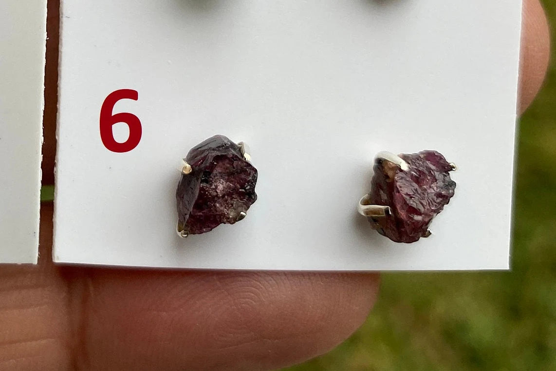 Raw Watermelon Tourmaline Studs Earring, Sterling Silver Studs, Rough Gemstone Earrings, Raw Tourmaline Stud Earrings, Natural Stone Jewelry