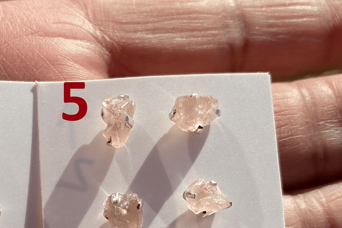 Raw Natural Morganite Gemstone Stud Earrings, Sterling Silver, Rough Morganite Stud Earrings, Morganite Jewelry, Prong Earring, Post Earring