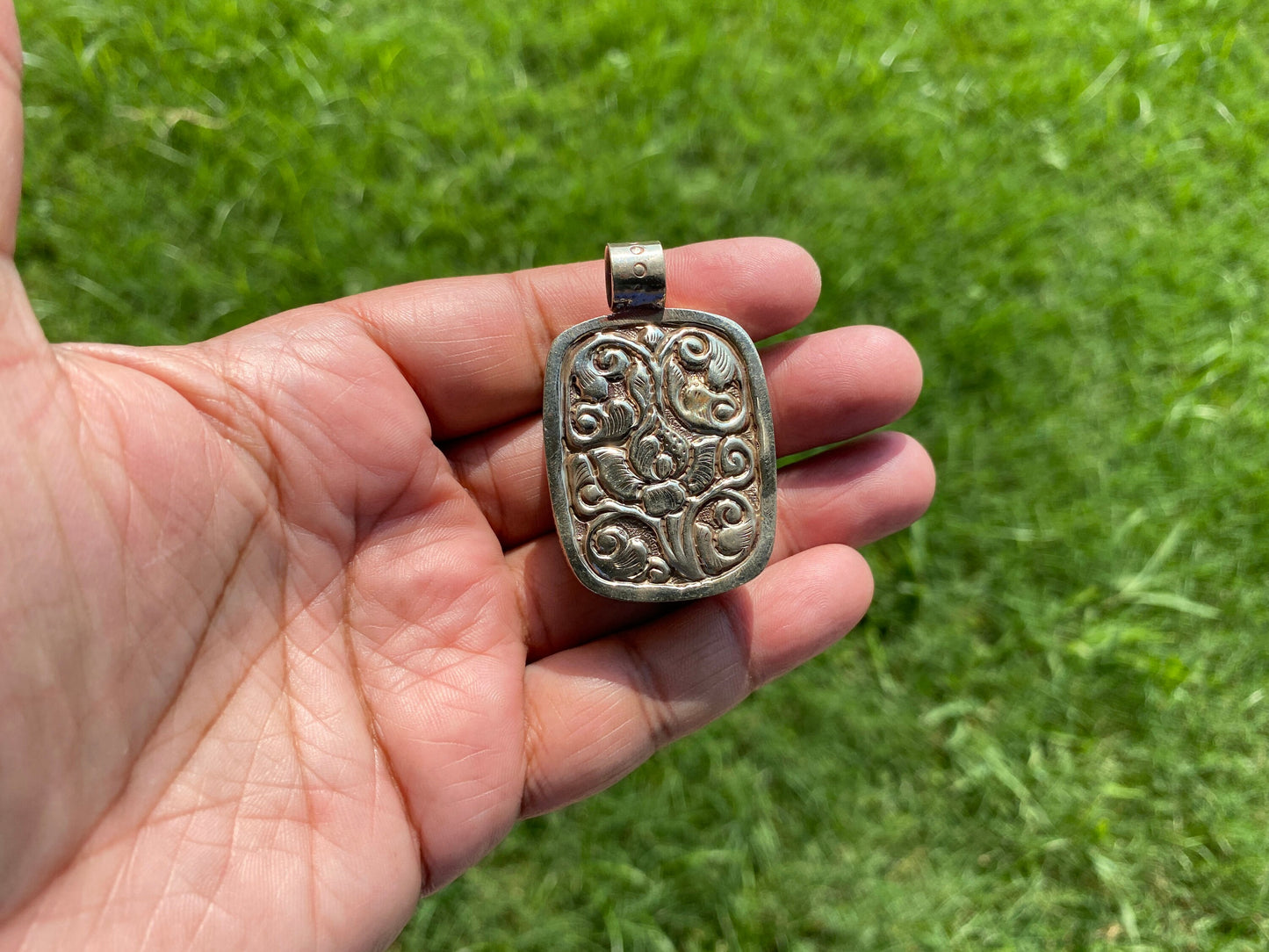 Resin Tibetan Silver Pendant, Tibetan Jewelry, Ethnic Jewelry, Pendant for Necklace, Women's Jewelry, Amulet Gift for Wellness, Boho