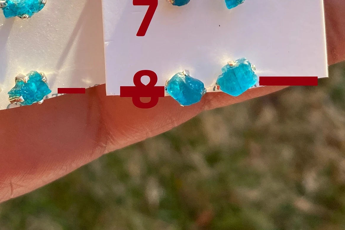 Rough Apatite Sterling Silver Stud Earrings, Blue Apatite Earring, Raw Gemstone Stud Earring, Crystal Prong Earring, Blue Apatite Jewelry