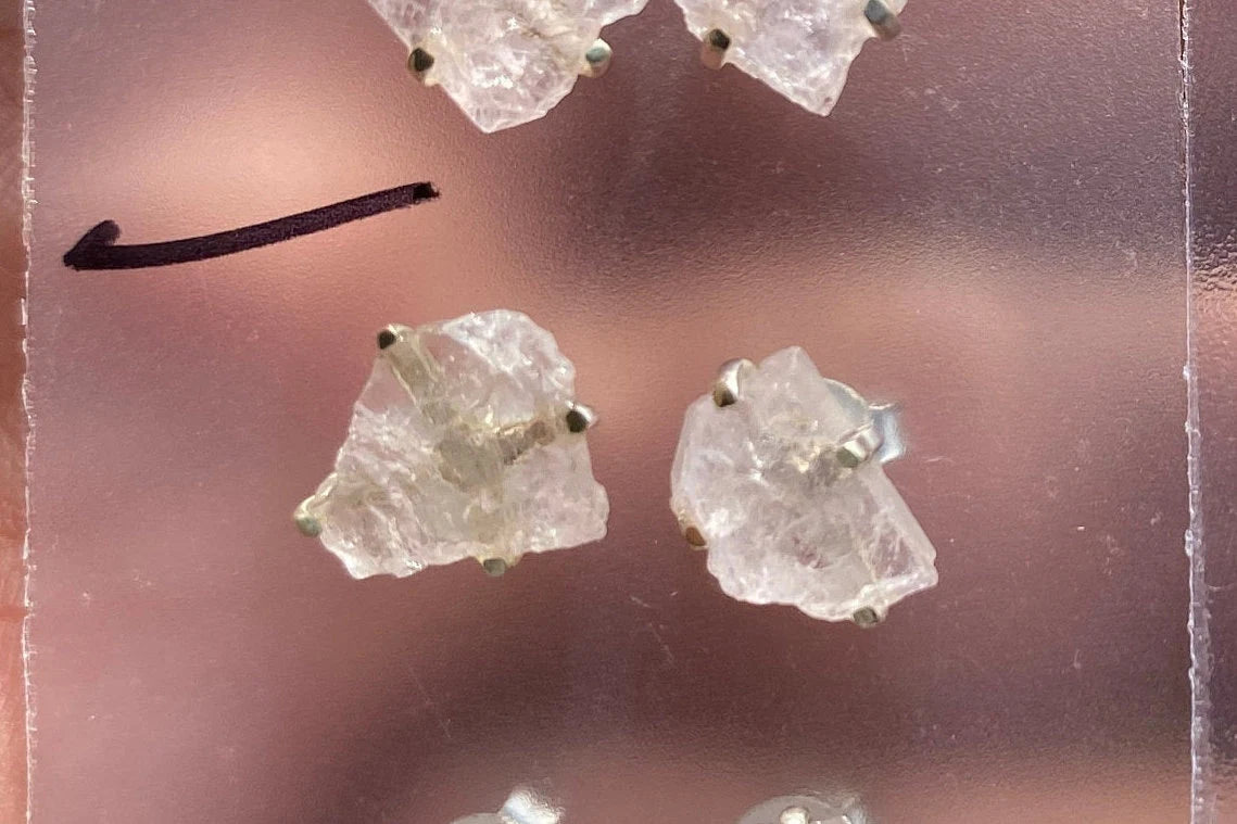 Rough Morganite 92.5 Sterling Silver Earring, Morganite Earring, Prong Earring, Natural Stone Stud Earring, Raw Gemstone Stud Earrings Post