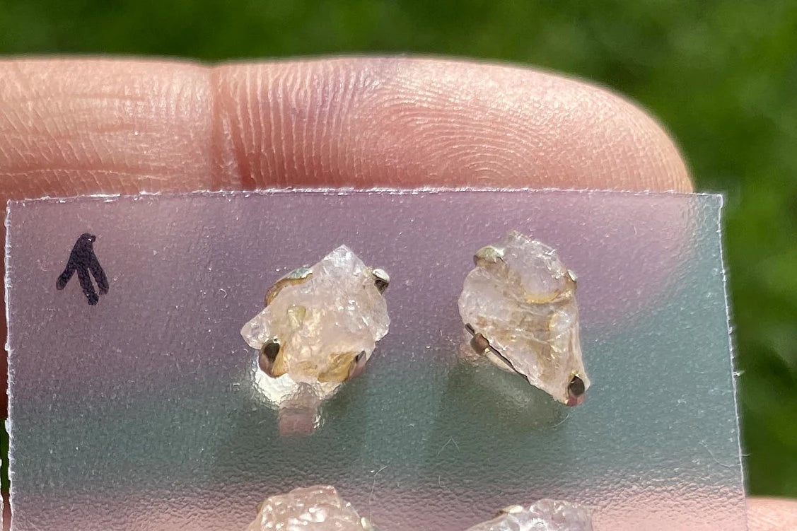 Rough Morganite 92.5 Sterling Silver Earring, Morganite Earring, Prong Earring, Natural Stone Stud Earring, Raw Gemstone Stud Earrings Post