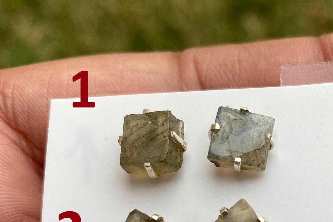 Rough Natural Labradorite Stud Earrings, Labradorite Prong Earring, Labradorite Stone Earrings, Labradorite Jewelry, Sterling Silver Earring