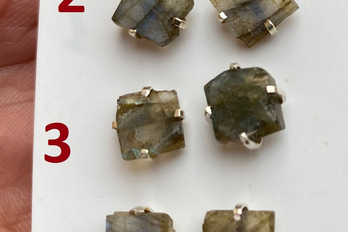 Rough Natural Labradorite Stud Earrings, Labradorite Prong Earring, Labradorite Stone Earrings, Labradorite Jewelry, Sterling Silver Earring