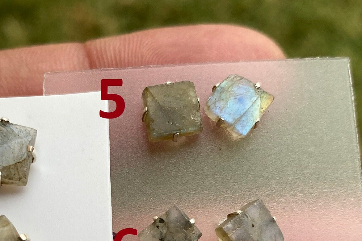 Rough Natural Labradorite Stud Earrings, Labradorite Prong Earring, Labradorite Stone Earrings, Labradorite Jewelry, Sterling Silver Earring