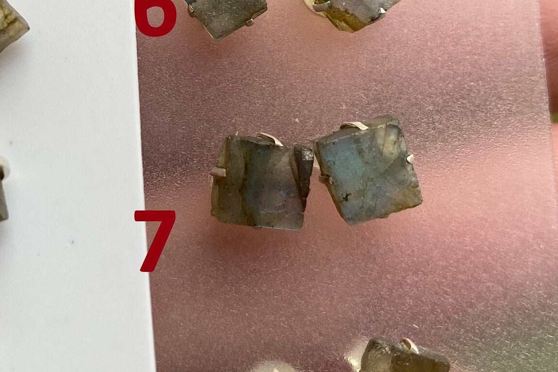 Rough Natural Labradorite Stud Earrings, Labradorite Prong Earring, Labradorite Stone Earrings, Labradorite Jewelry, Sterling Silver Earring