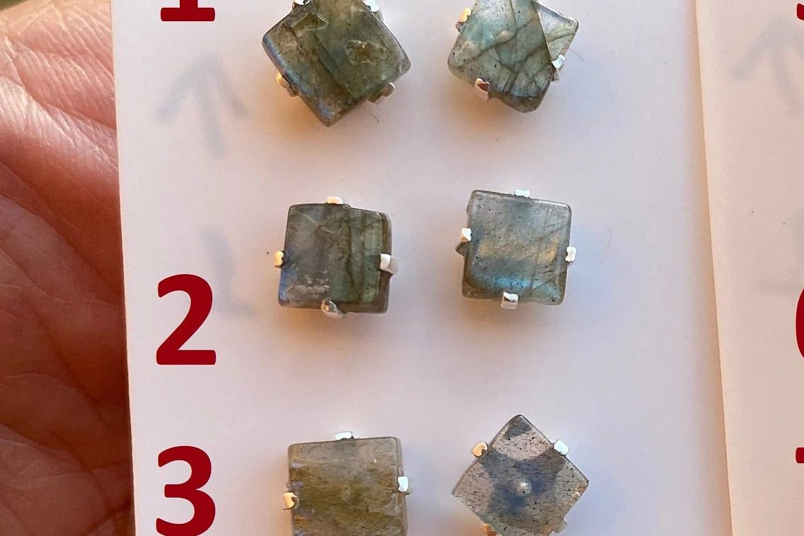Rough Natural Labradorite Stud Earrings, Labradorite Prong Earring, Labradorite Stone Earrings, Labradorite Jewelry, Sterling Silver Earring