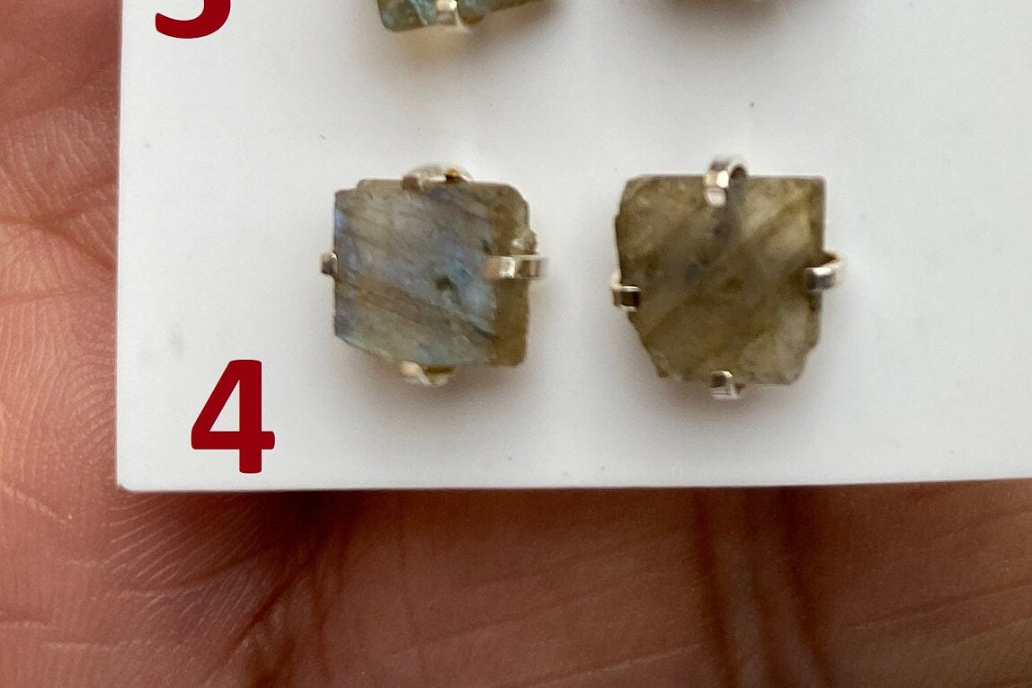 Rough Natural Labradorite Stud Earrings, Labradorite Prong Earring, Labradorite Stone Earrings, Labradorite Jewelry, Sterling Silver Earring