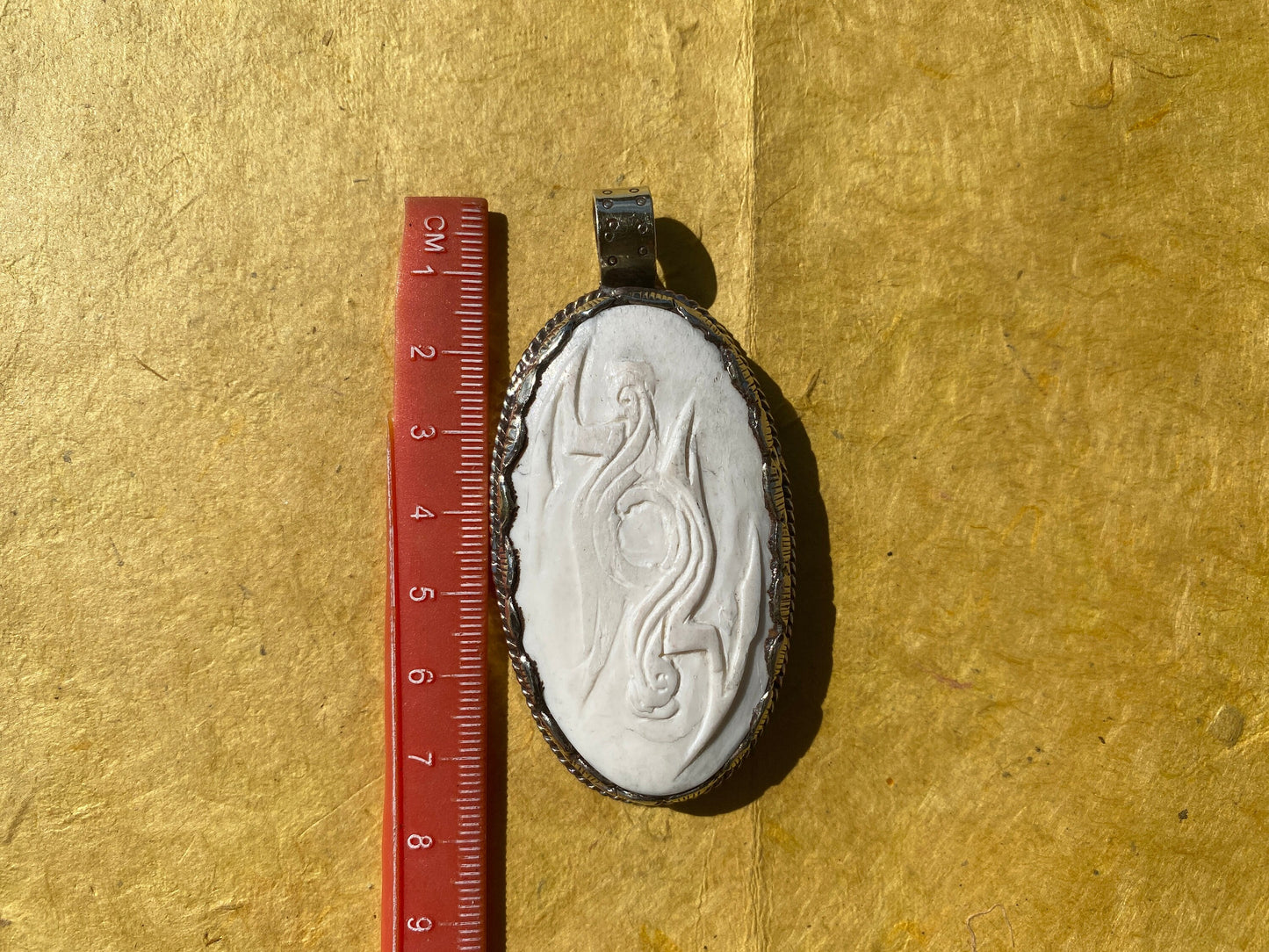 Sagittarius Symbol Hand Carved Bone Tibetan Silver Pendant, Horoscope Pendant, Zodiac Sign, Unisex Pendant, Astrology Jewelry, Cathedral