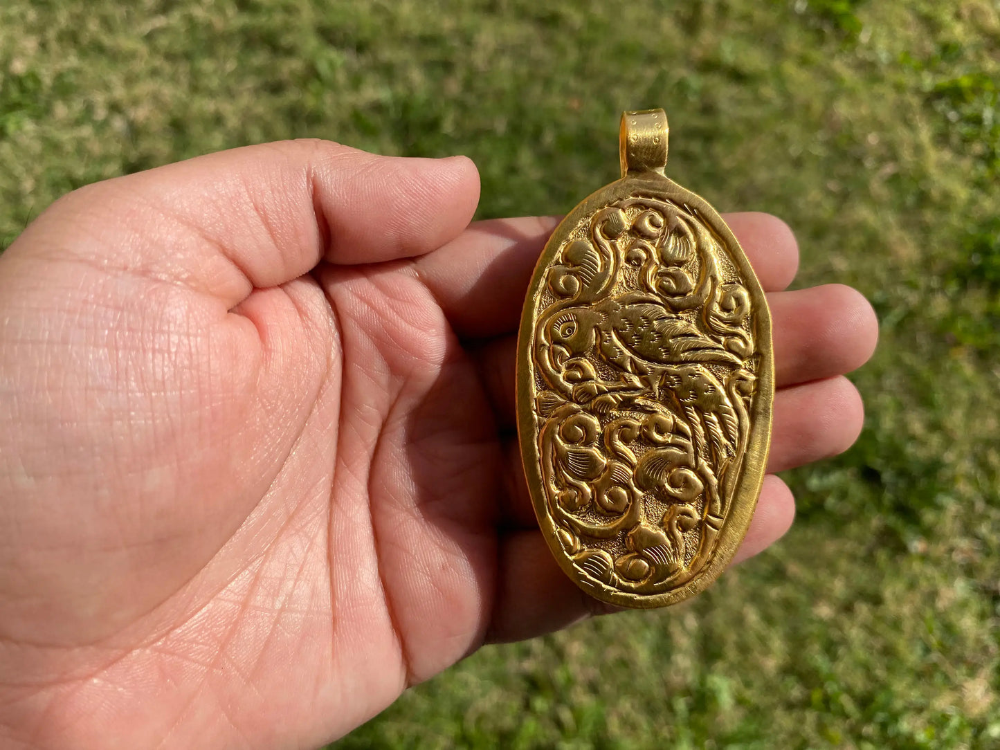 Sagittarius Zodiac Symbol Large Pendant, Hand Carved Buffalo Bone 18K Brushed Gold Overlay, Horoscope Medallion Pendant, Astrology Jewelry
