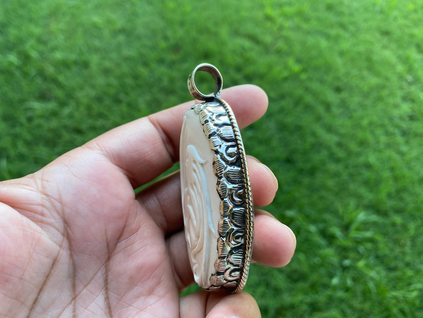 Sagittarius Zodiac Symbol Tibetan Silver Pendant, Hand Carved Buffalo Bone, Horoscope Medallion Pendant, Unisex Pendant, Astrology Jewelry