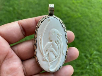 Sagittarius Zodiac Symbol Tibetan Silver Pendant, Hand Carved Buffalo Bone, Horoscope Medallion Pendant, Unisex Pendant, Astrology Jewelry