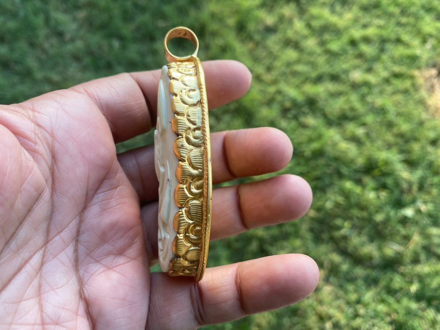 Scorpio Zodiac Sign Bone Pendant, 18K Brushed Gold Overlay Over Brass, Non Tarnish, Horoscope, Medallion, Astrology Jewelry, Scorpion Design