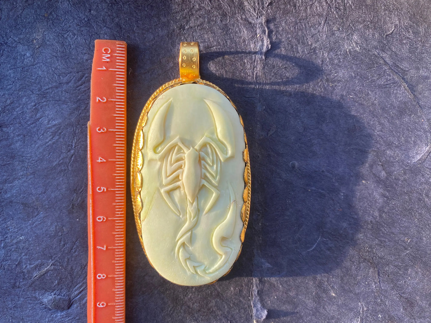 Scorpio Zodiac Sign Bone Pendant, 18K Brushed Gold Overlay Over Brass, Non Tarnish, Horoscope, Medallion, Astrology Jewelry, Scorpion Design