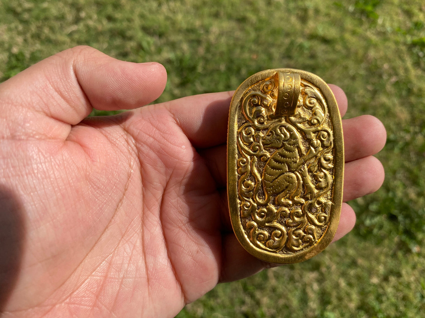 Scorpio Zodiac Sign Bone Pendant, Non Tarnish 18K Brushed Gold Overlay Over Brass, Horoscope, Medallion, Astrology Jewelry, Scorpion Design