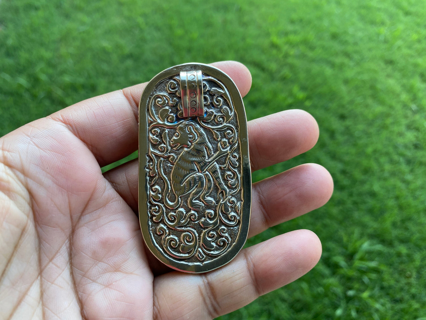 Scorpio Zodiac Sign Bone Pendant, Tibetan Silver, Horoscope Medallion, Unisex Pendant, Astrology Jewelry, Scorpion Designs, Carved Monkey