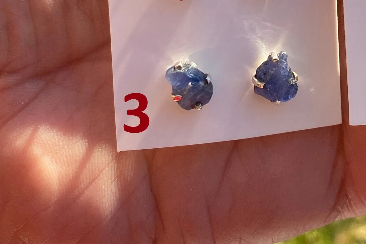 Raw Lapis Lazuli Stud Sterling Silver Earrings, Crystal Stud Earrings, September Birthstone, Gemstone Studs, Free Form Lapis Lazuli Earrings