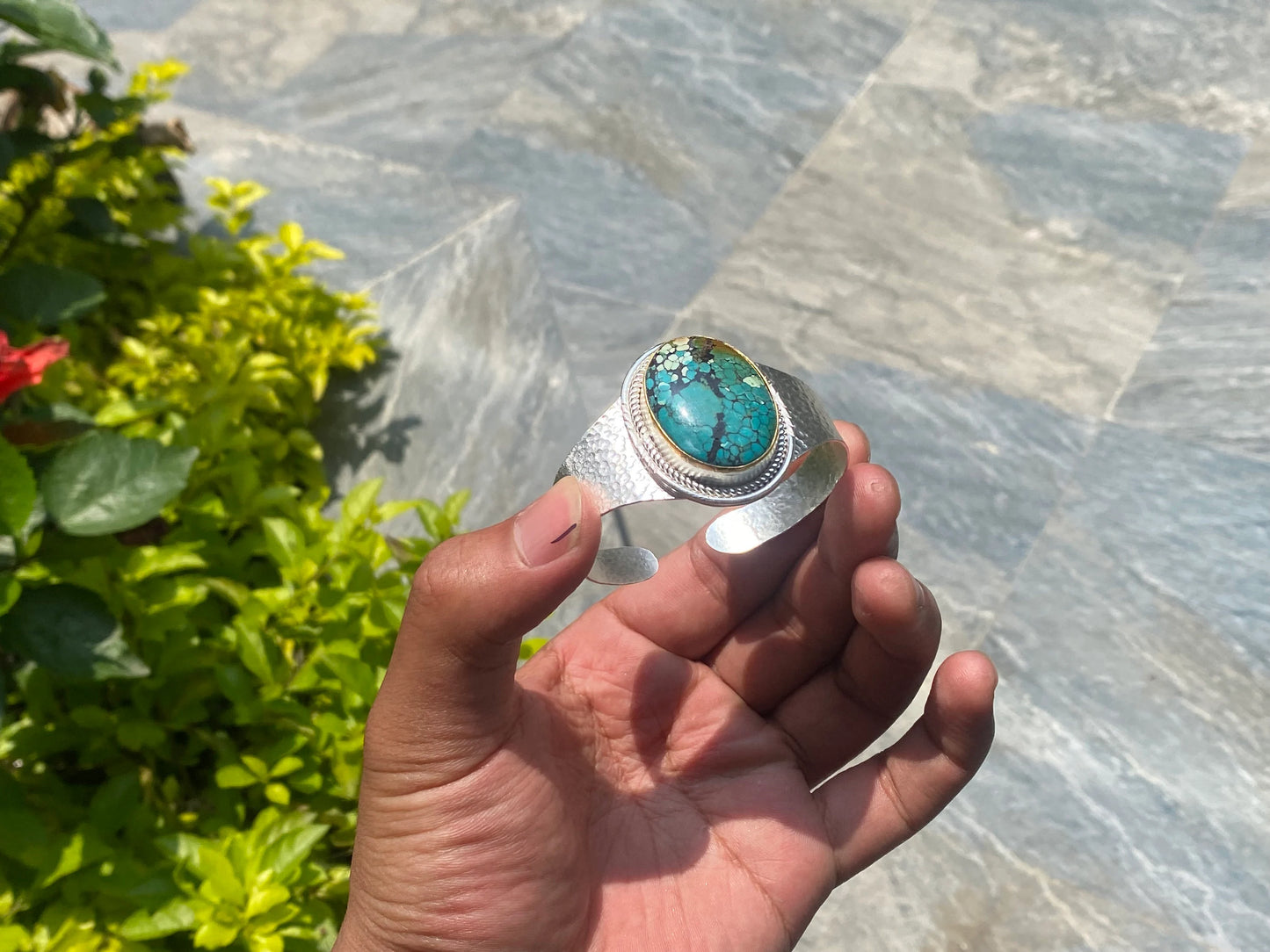 Serenity Cuff Bracelet: Calming Gemstones for Everyday Wear, Hippie Bracelet, Gift ideas, Natural Turquoise Bracelet, Adjustable bracelet.