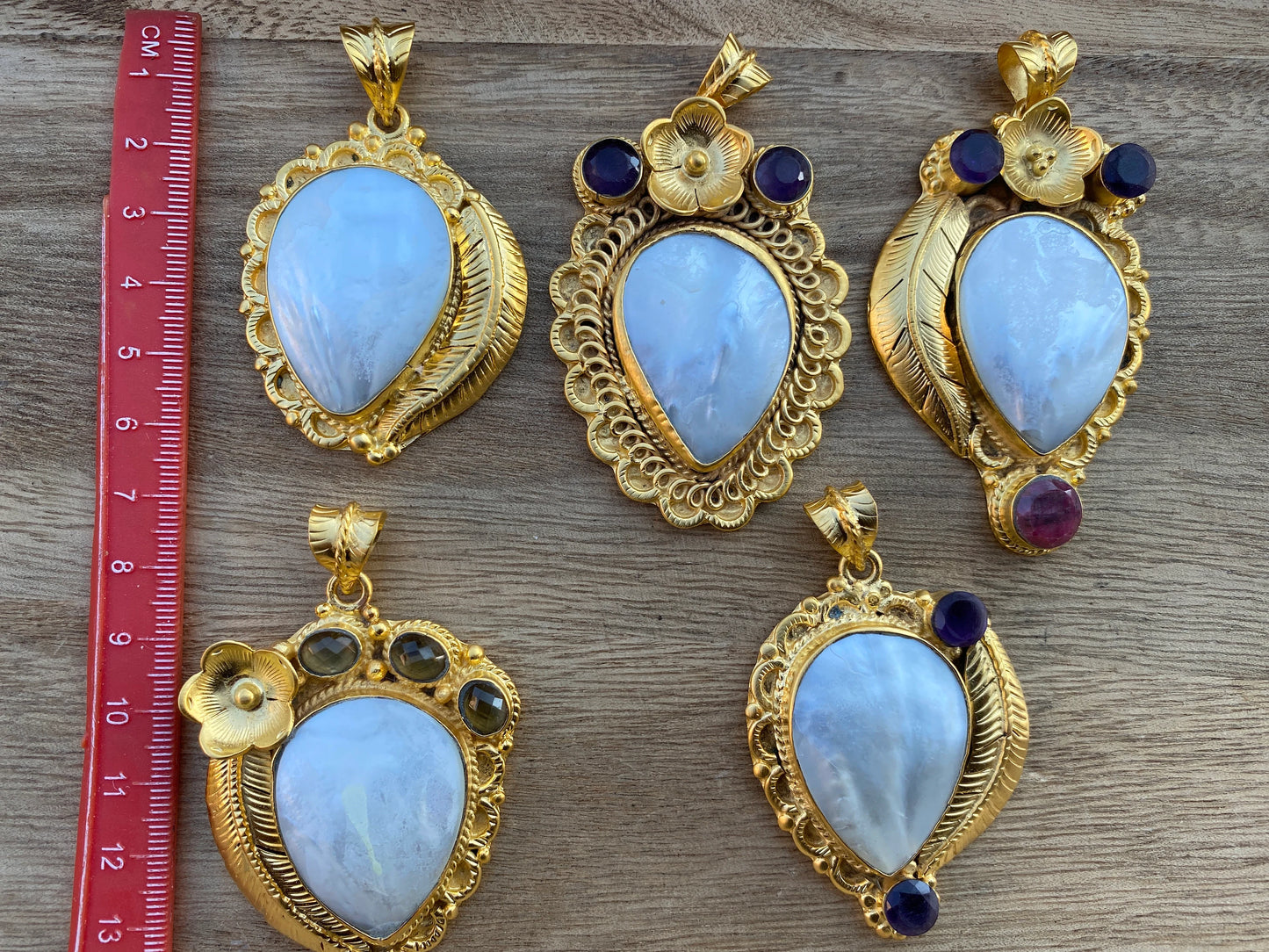 Shell Tibetan Pendant, Amethyst Gemstone Pendant, 18K Brushed Gold Overlay, Pendant for Necklace, Boho Hill tribe Jewelry, Jewelry Supplies