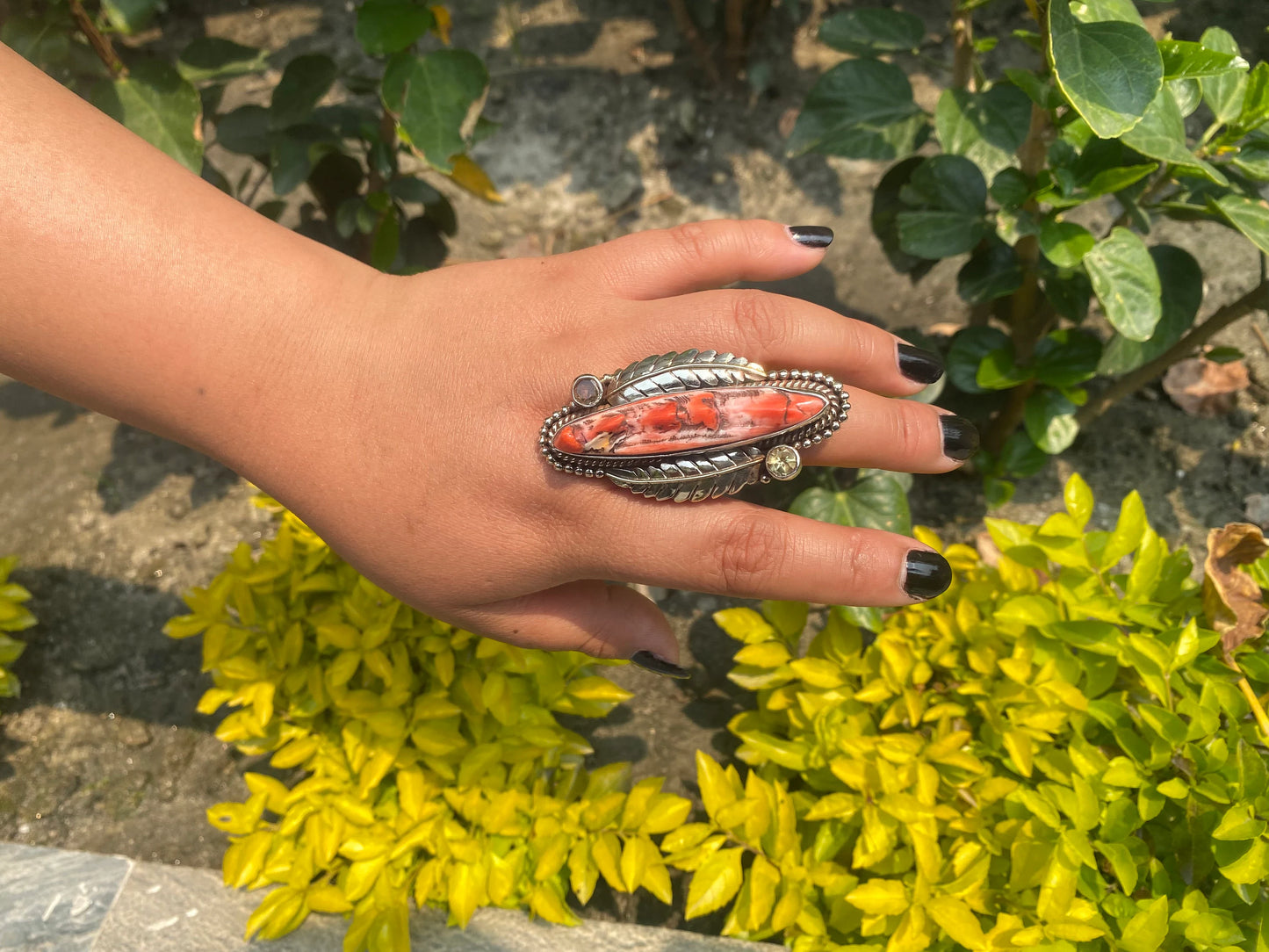 Shiny Spiny Orange Oyster Adjustable Ring, Handmade ring, Antique Ring, Gift ideas.