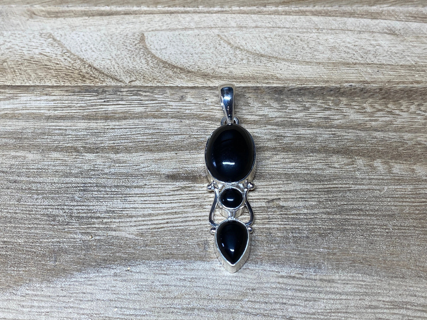 Silver Overlay Small Pendant, Black Onyx Gemstone, Teardrop & Oval Shape, Handmade, Birthstone, Pendant for Necklace, Himalayan Jewelry