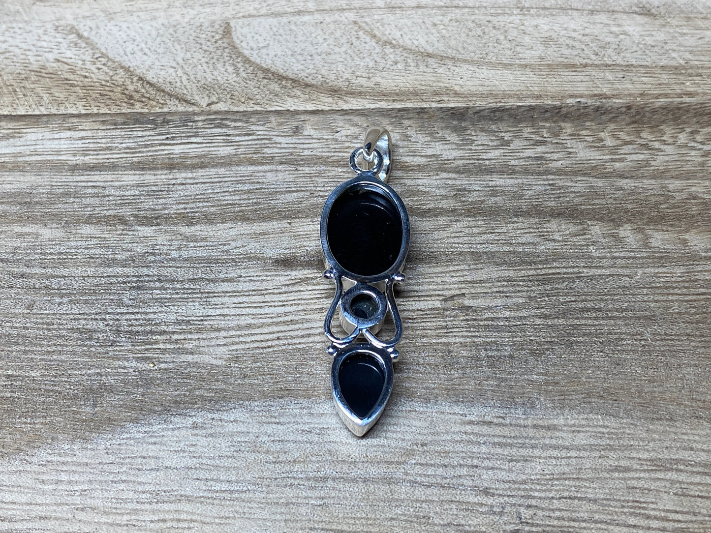 Silver Overlay Small Pendant, Black Onyx Gemstone, Teardrop & Oval Shape, Handmade, Birthstone, Pendant for Necklace, Himalayan Jewelry
