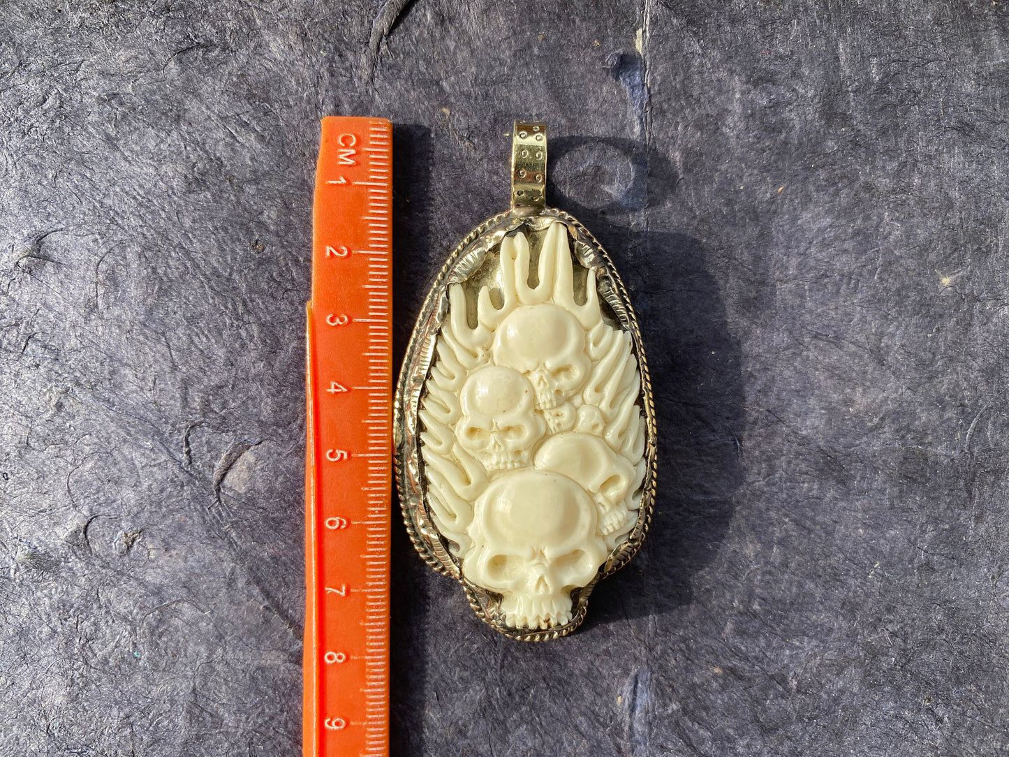 Skull on Fire Carved Bone Pendant, Gothic Jewelry, Fire Skull Jewelry, Unique Rude Jewelry, Unisex Pendant, Skull Jewelry, Gift for Men