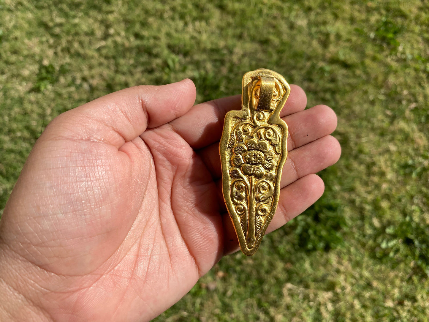 Skull with Bear and Eagle Bone Pendant, Non Tarnish High Quality 18k Brushed Gold Overlay, Unisex Skull Pendant, Clown Pendant, Punk Jewelry