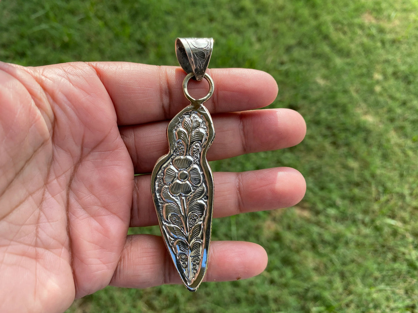 Skull with Bear and Eagle Carved Bone Tibetan Silver Pendant, Vampire Skull, Unisex Jewellery, Biker Jewelry, Gothic Jewelry
