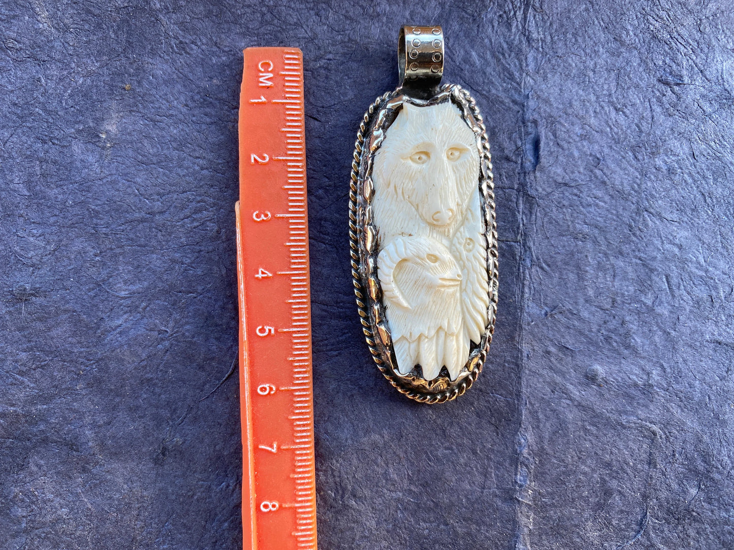 Small Bear with Sheep Hand carved Buffalo Bone Tibetan Silver Pendant, Unisex Necklace Pendant, Animal Lovers Jewelry, Tribal Jewelry, Boho