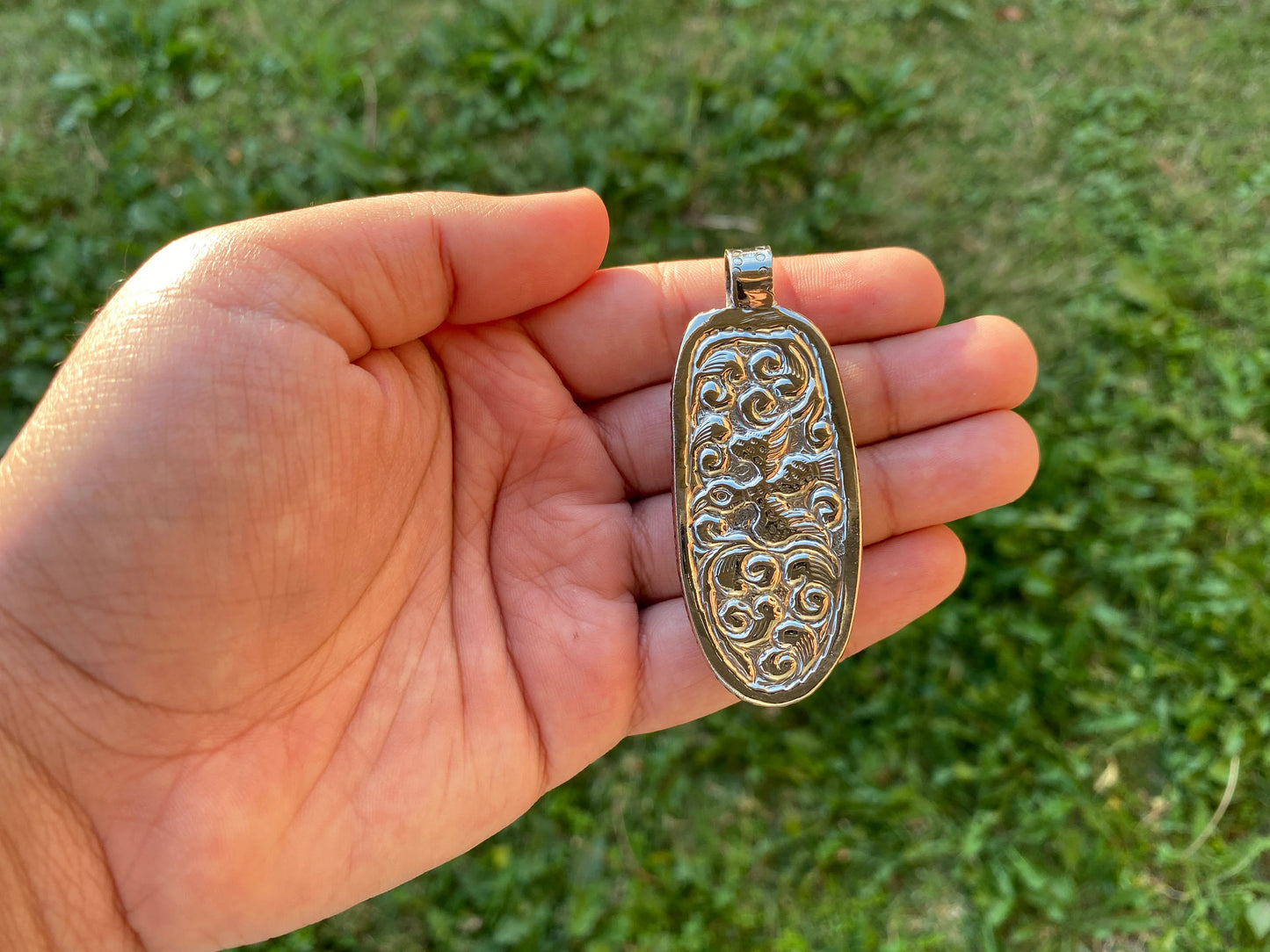Small Bear with Sheep Hand carved Buffalo Bone Tibetan Silver Pendant, Unisex Necklace Pendant, Animal Lovers Jewelry, Tribal Jewelry, Boho