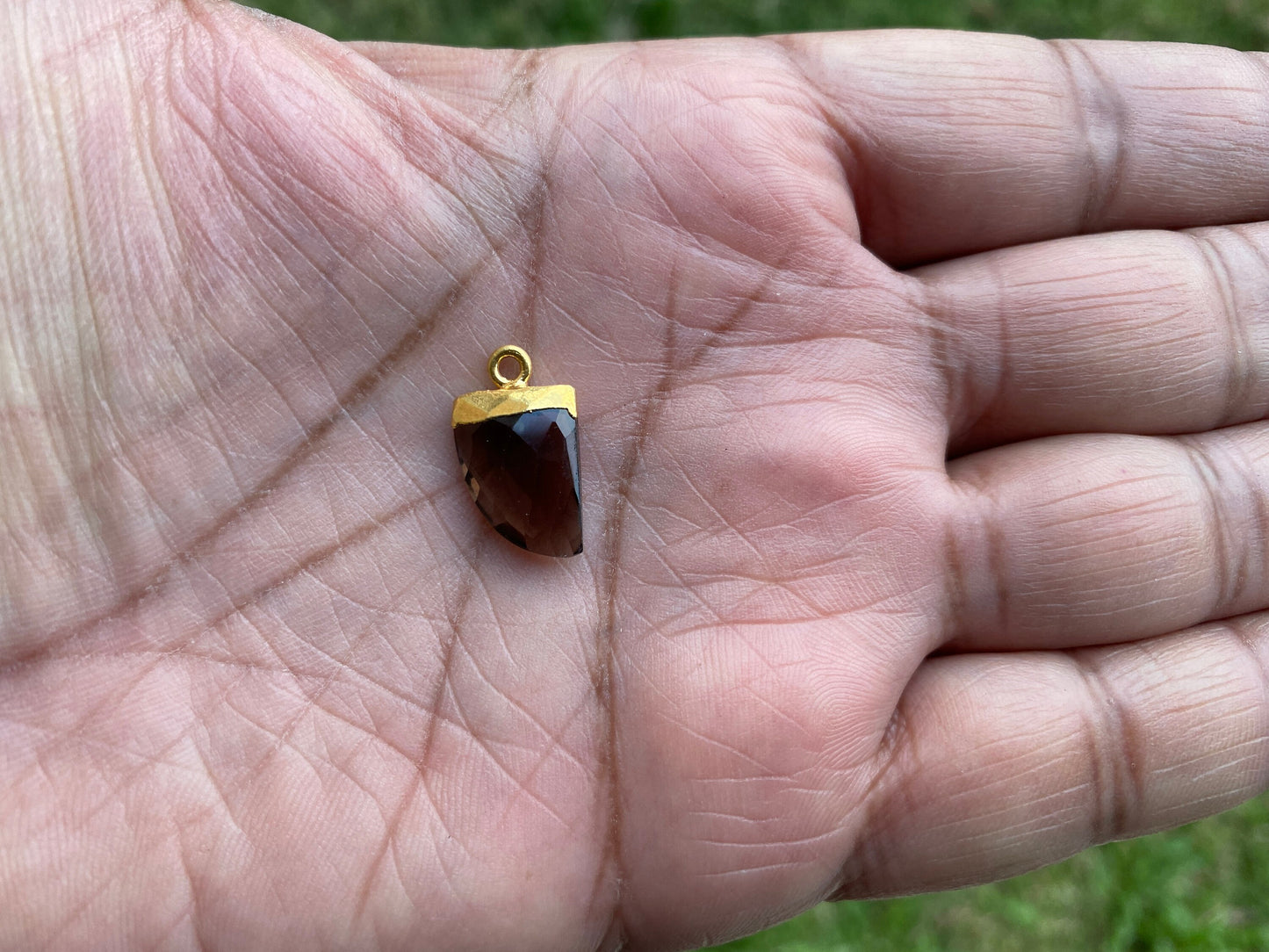 Small Birthstone Gemstone Drop Charm, Sterling Silver Bail, 18K Gold Electroplated, Gold Edge Stone Semi Precious Gem, Faceted Gemstone Drop