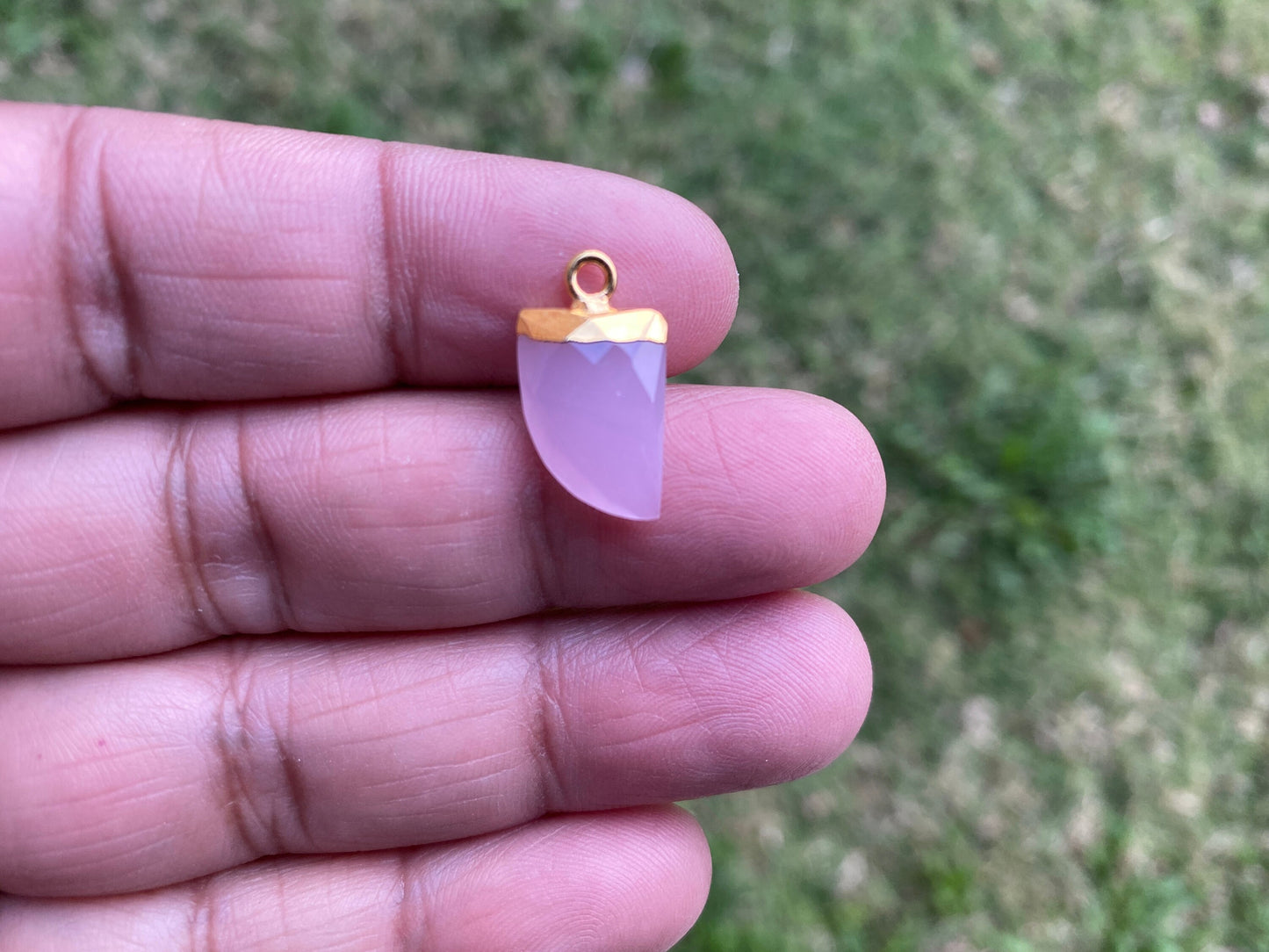 Small Birthstone Gemstone Drop Charm, Sterling Silver Bail, 18K Gold Electroplated, Gold Edge Stone Semi Precious Gem, Faceted Gemstone Drop