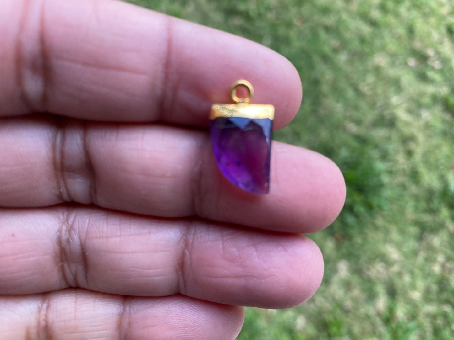 Small Birthstone Gemstone Drop Charm, Sterling Silver Bail, 18K Gold Electroplated, Gold Edge Stone Semi Precious Gem, Faceted Gemstone Drop