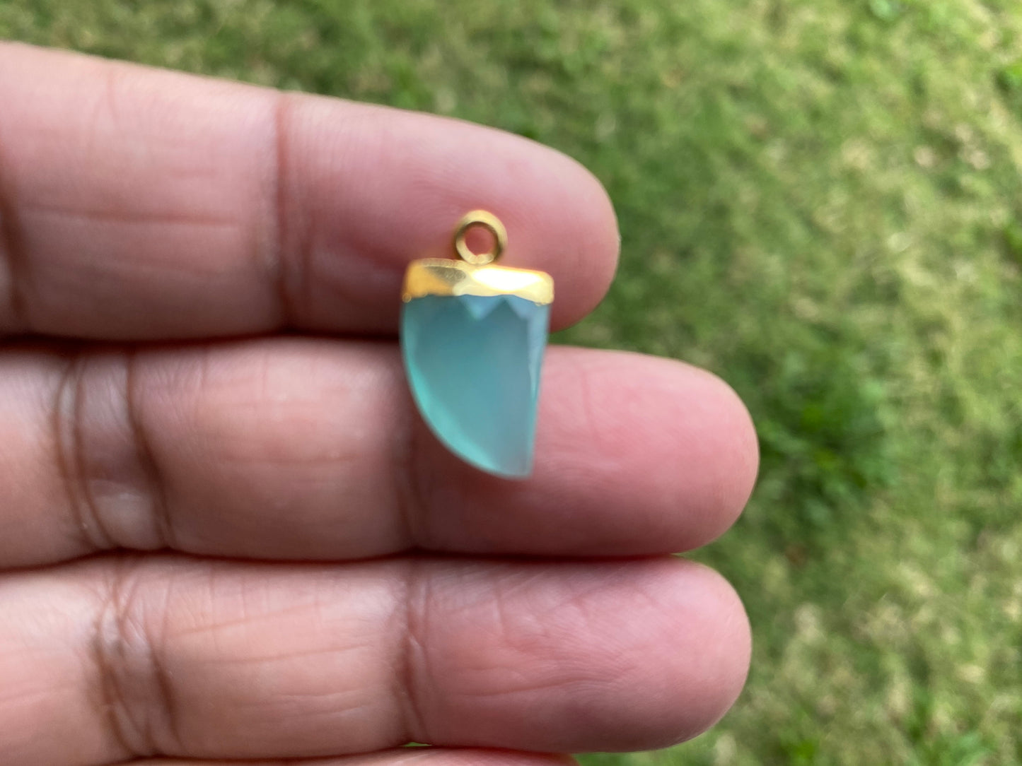 Small Birthstone Gemstone Drop Charm, Sterling Silver Bail, 18K Gold Electroplated, Gold Edge Stone Semi Precious Gem, Faceted Gemstone Drop